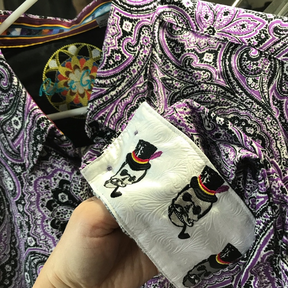 Robert Graham Collector Purple Black White Shirt